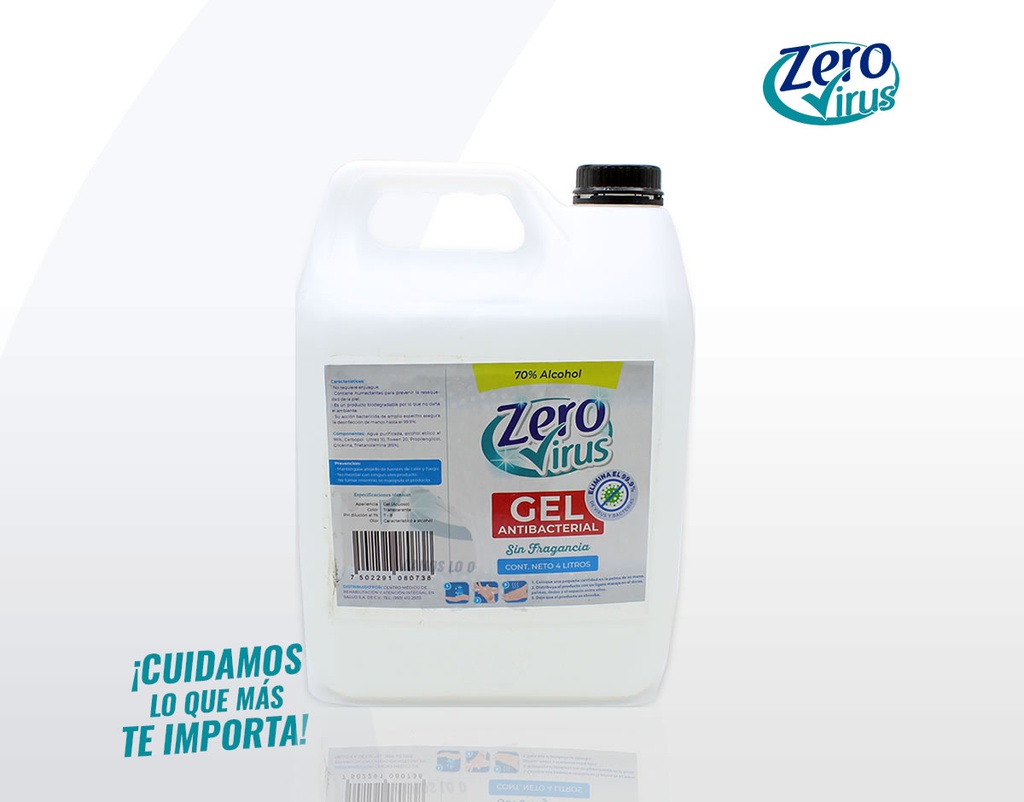 Gel Antibacterial Neutro 4 Litros con Tapa Enroscable