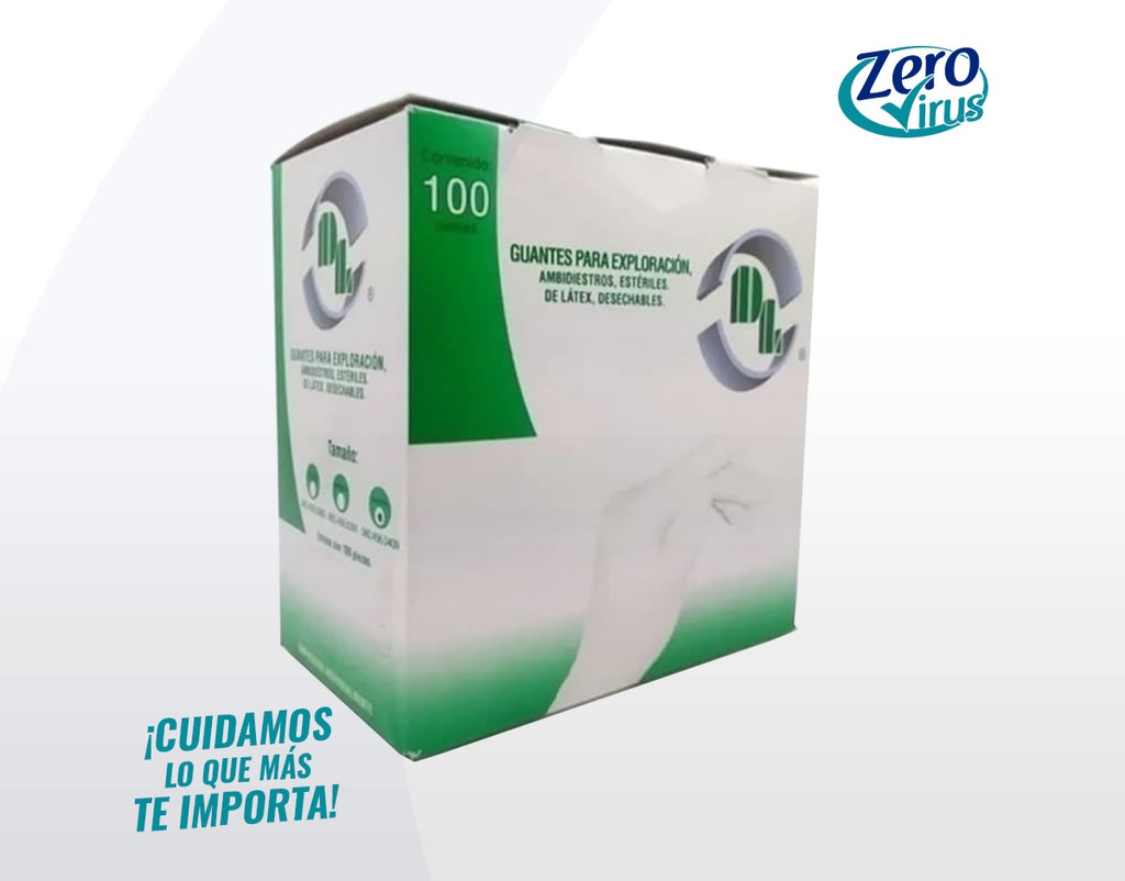 Guantes de látex medianos color blanco DL 100 piezas