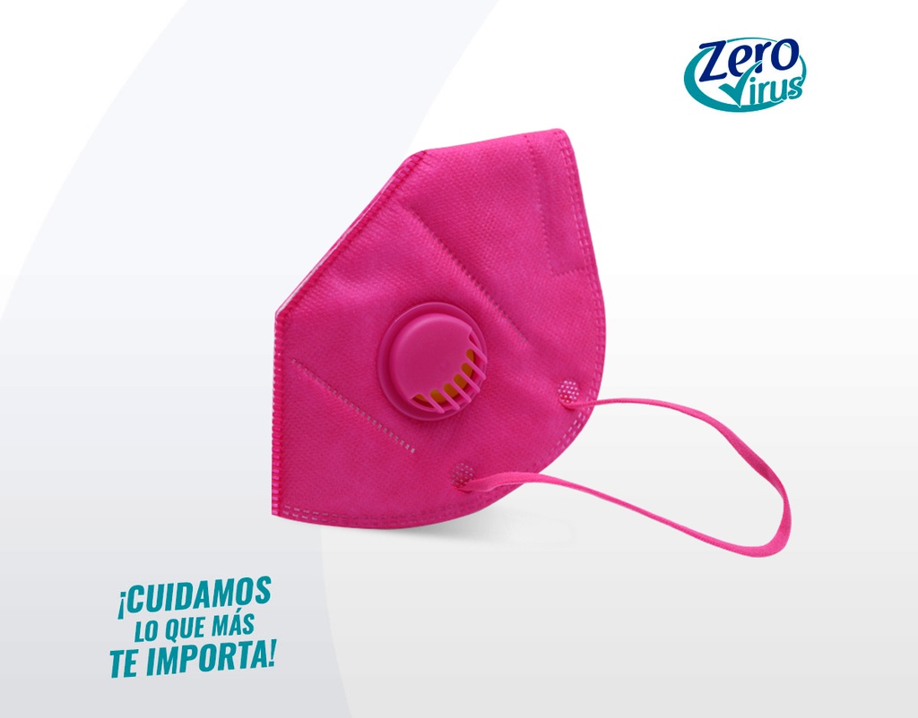 Mascarilla KN95 con Válvula para Adulto Rosa