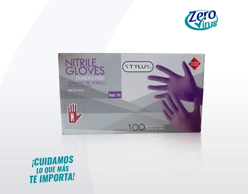 Guantes de nitrilo Stylus talla grande color morado 100 piezas