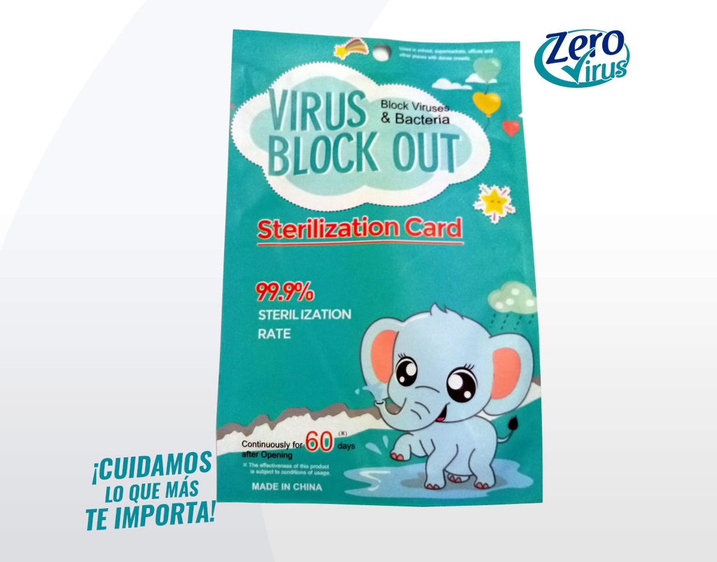 Tarjeta Sanitizante Virus Block Out para ñiños verde